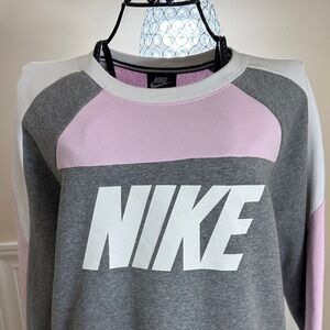 Nike Gray, Pink & White Colorblock Pullover Sweatshirt